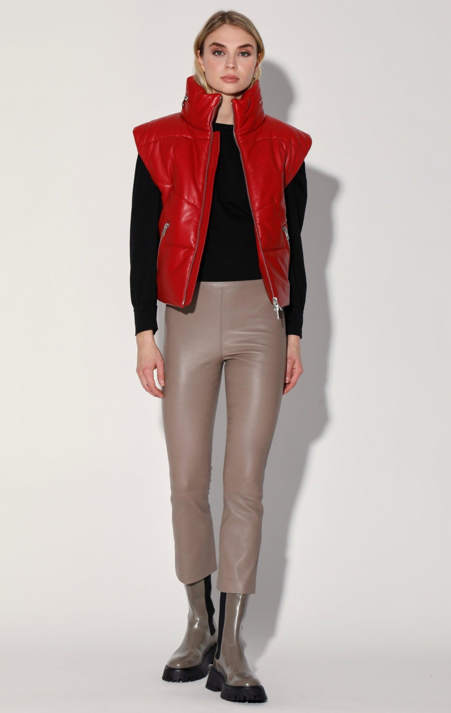 Landon Vest, Red - Puffer Leather by Walter Baker