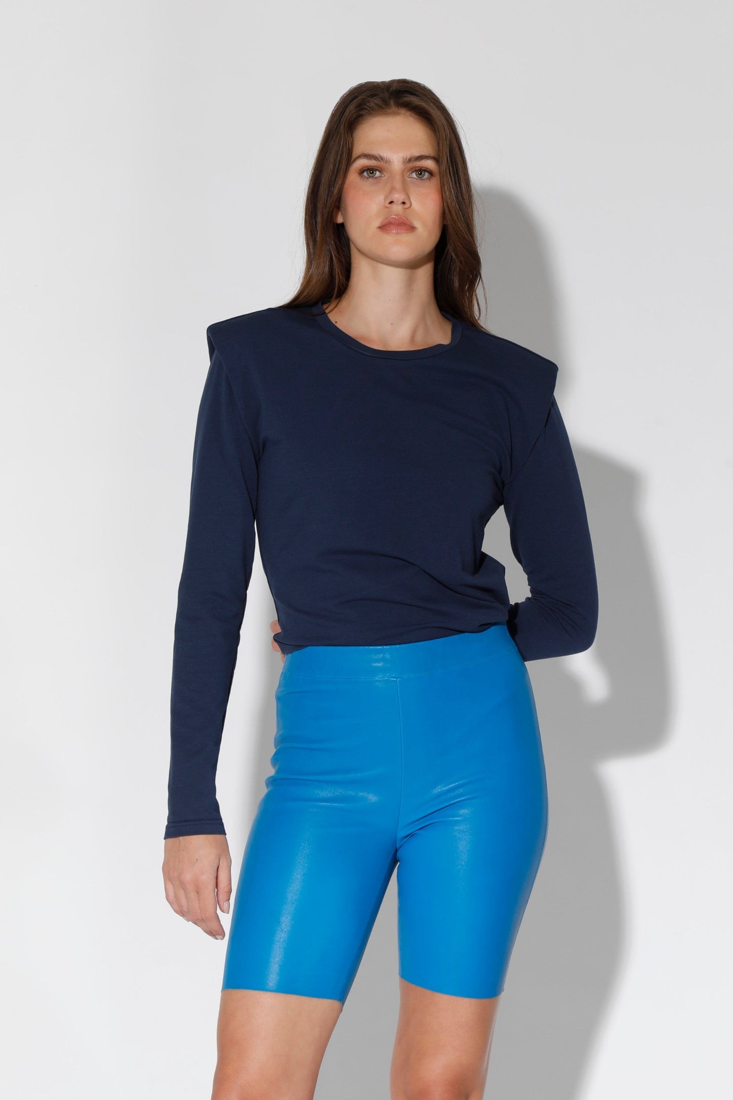 Monique Short, Bright Blue - Stretch Leather by Walter Baker