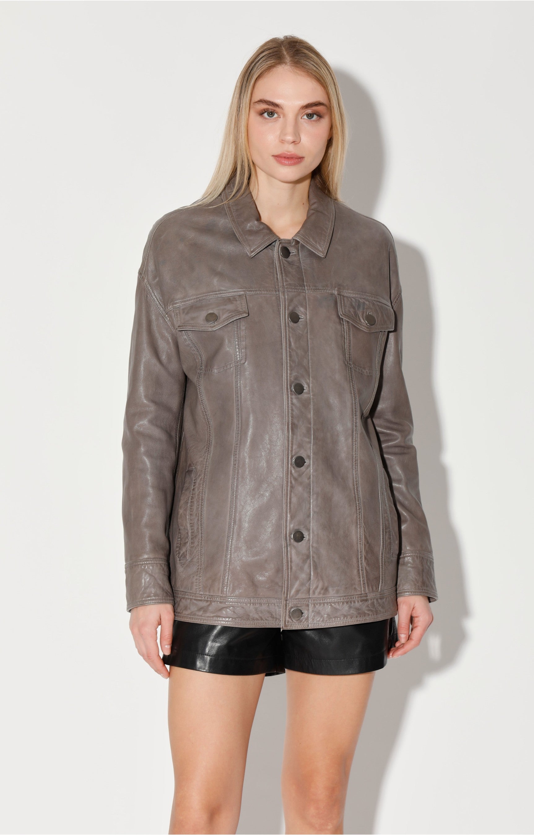 Sutton Jacket, Dark Taupe - VT Wash Leather by Walter Baker