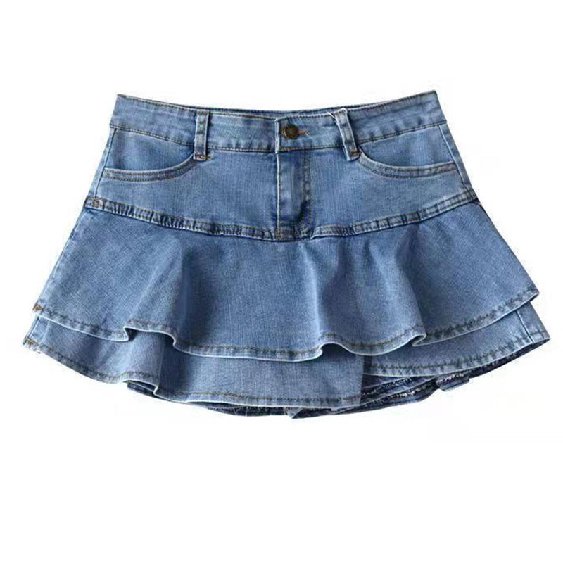 Retro Denim Shorts Skirt