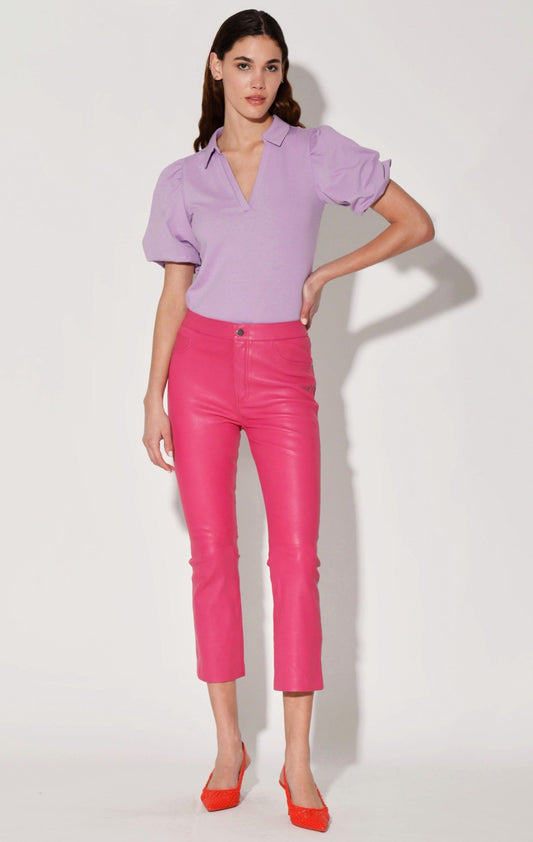 Tony Pant, Bright Pink - Stretch Leather by Walter Baker