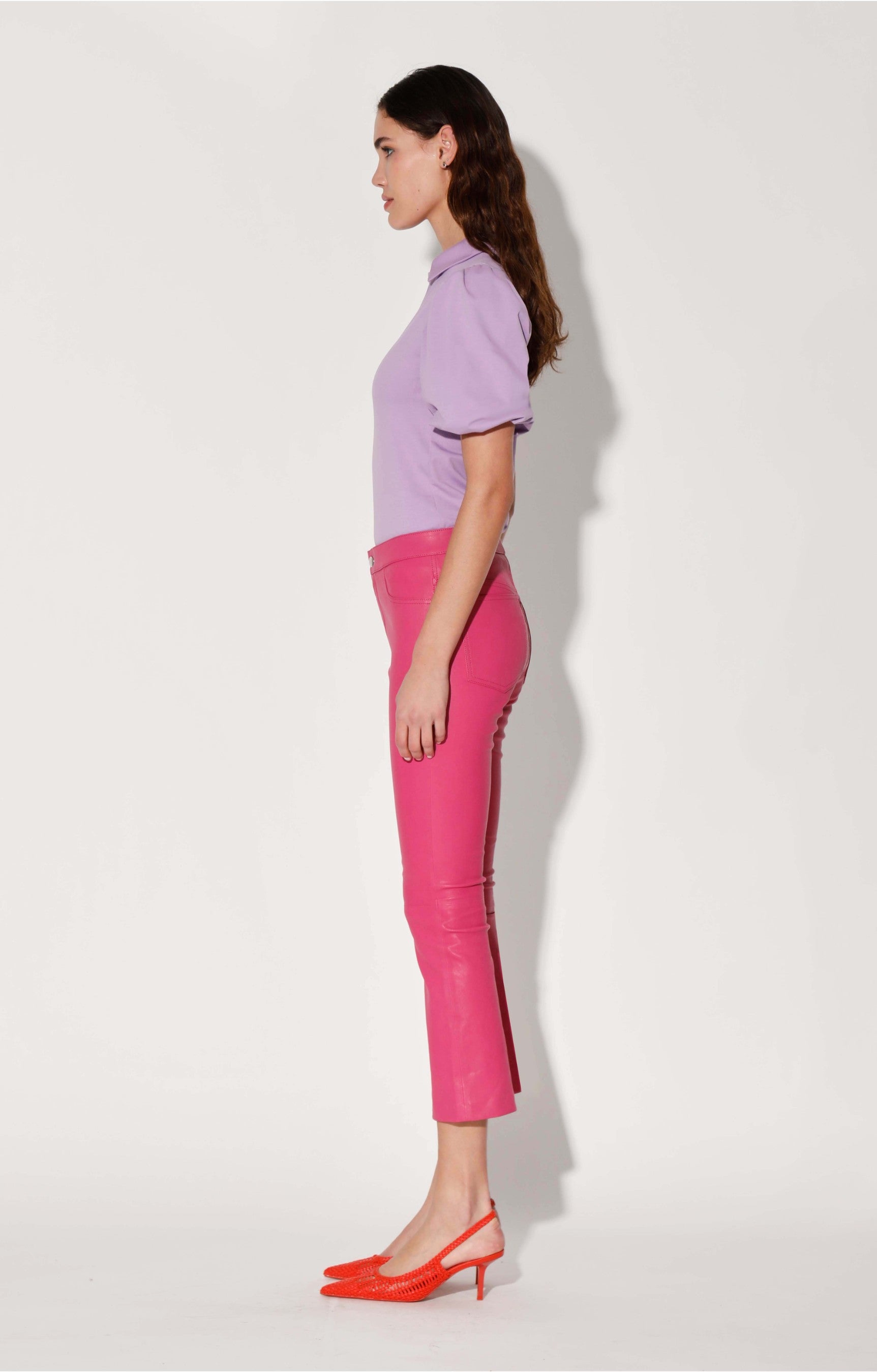 Tony Pant, Bright Pink - Stretch Leather by Walter Baker